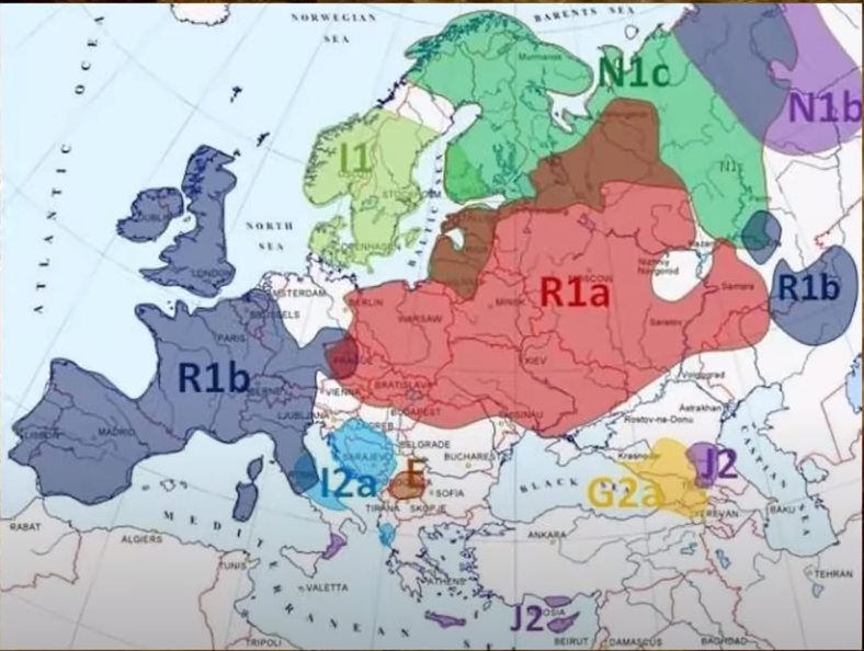 Карта распространения ДНК Ариев по Европе – от Клесова